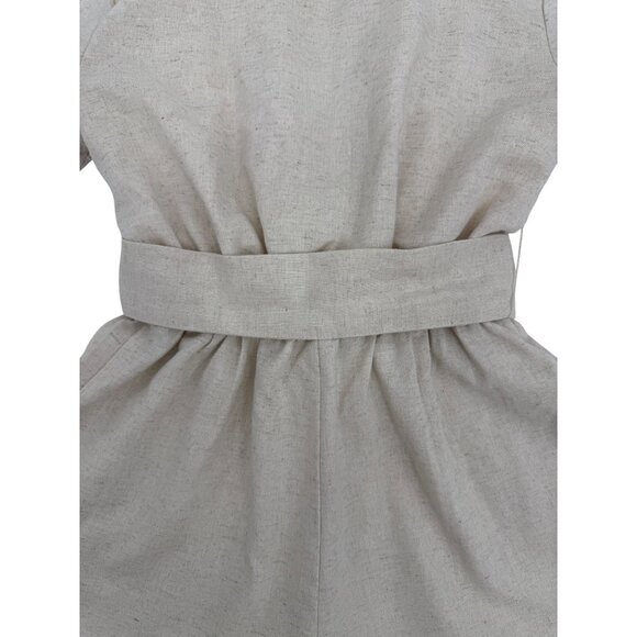 Princess Polly Deep V Croquette Playsuit Romper Collared Belted Neutral Beige 0 - Picture 10 of 16